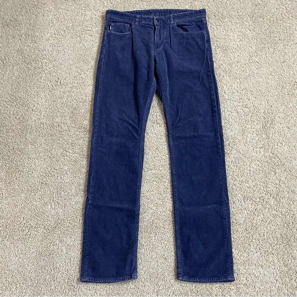 Men's MOSCHINO Dark Blue CORDUROY 5 Pocket CLASSIC Designer PANTS  32